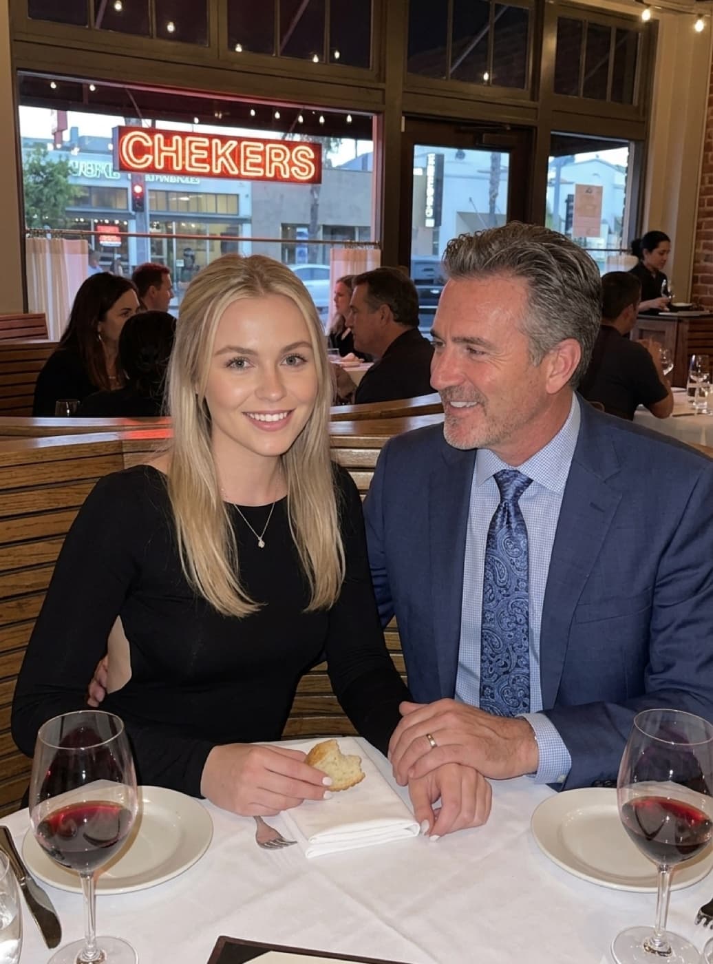 Two people having dinner together